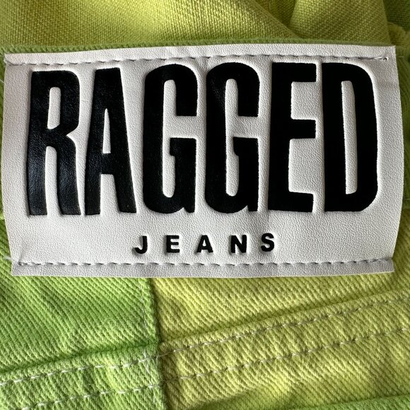 Ragged Priest Womens 28 Jeans Clacker Dad Jean Lime Green Yellow Cut Out - Picture 8 of 10
